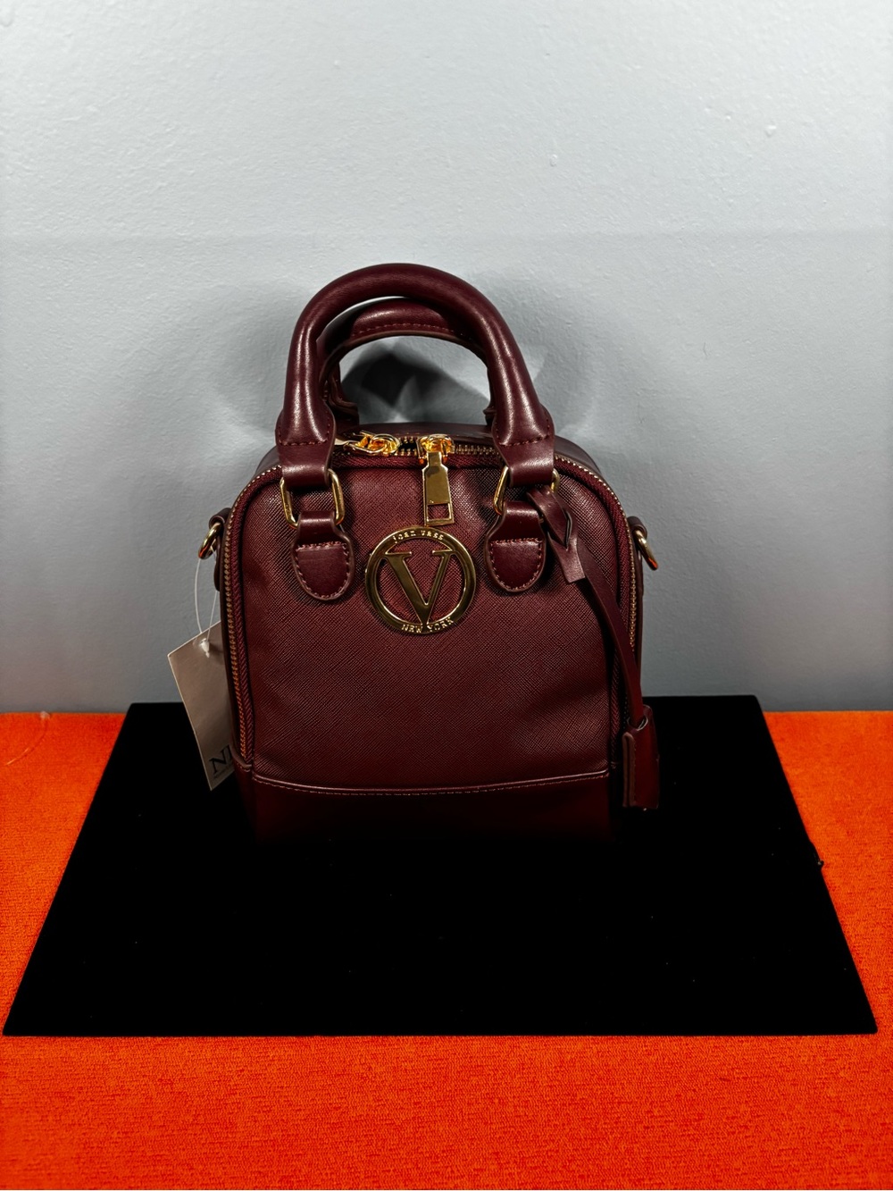 One Off Prototype Joan Vass Structured Crossbody Bag in Deep Burgundy